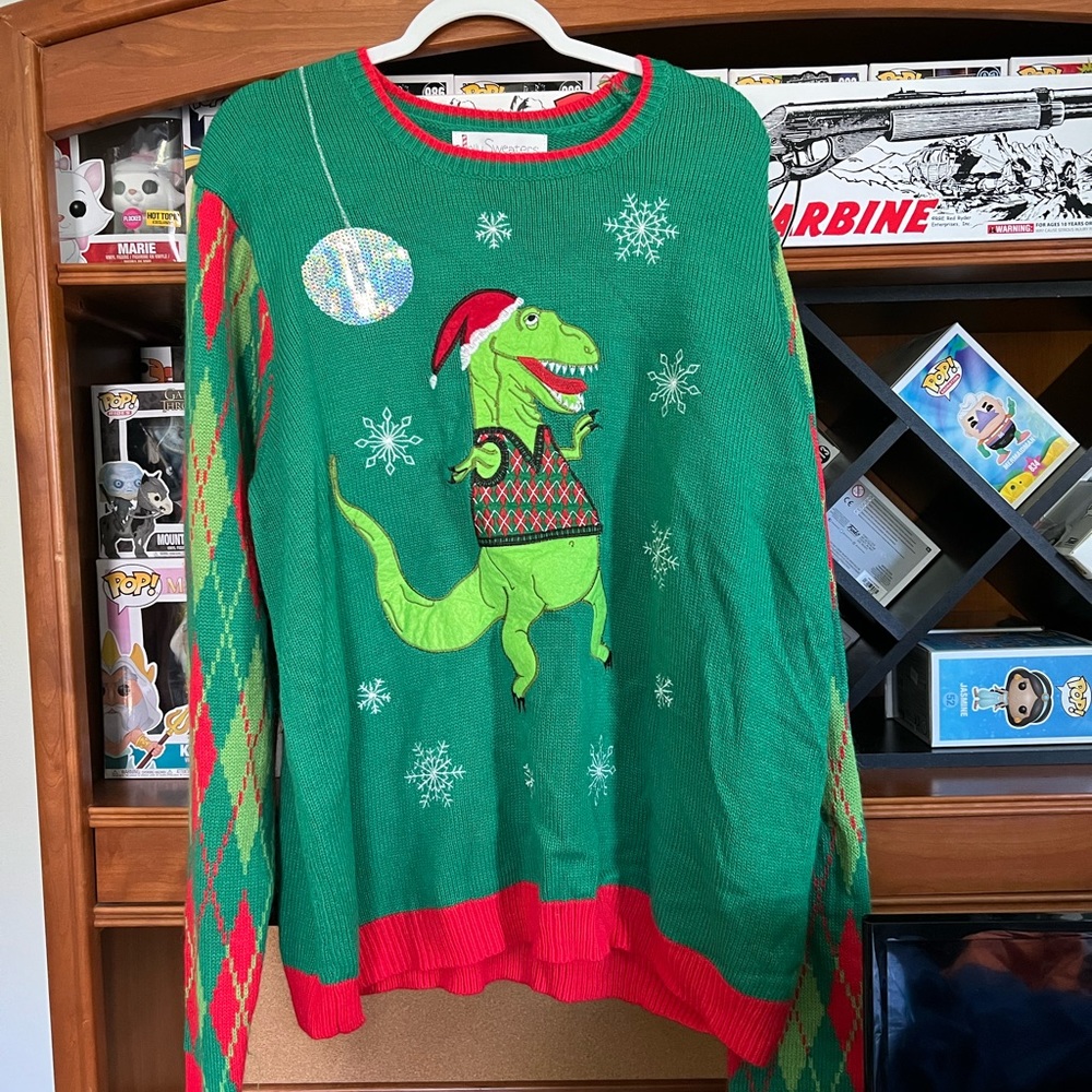 Jolly sweaters t-Rex ugly Christmas sweater